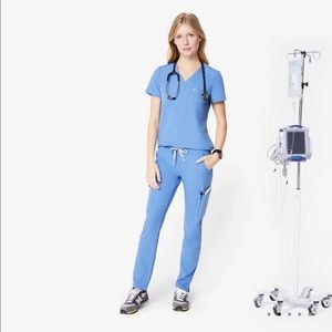 FIGS Yola Skinny Scrub Pants - Ceil Blue